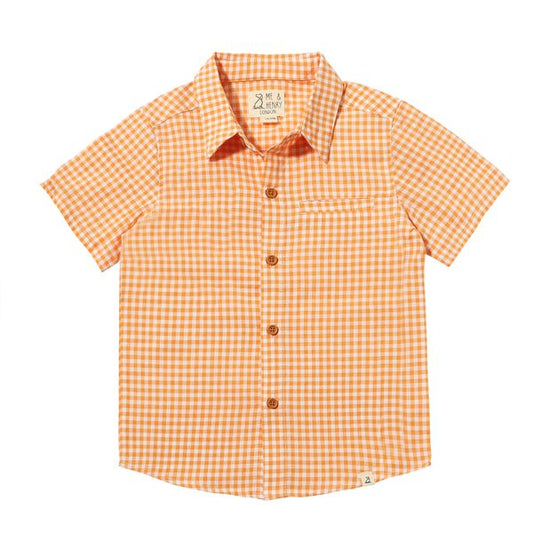 Newport Woven Shirt - Tangerine/White Plaid