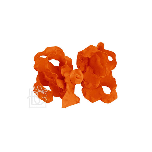 Double Ruffle Bow on Clip: 3.5" Medium ORANGE