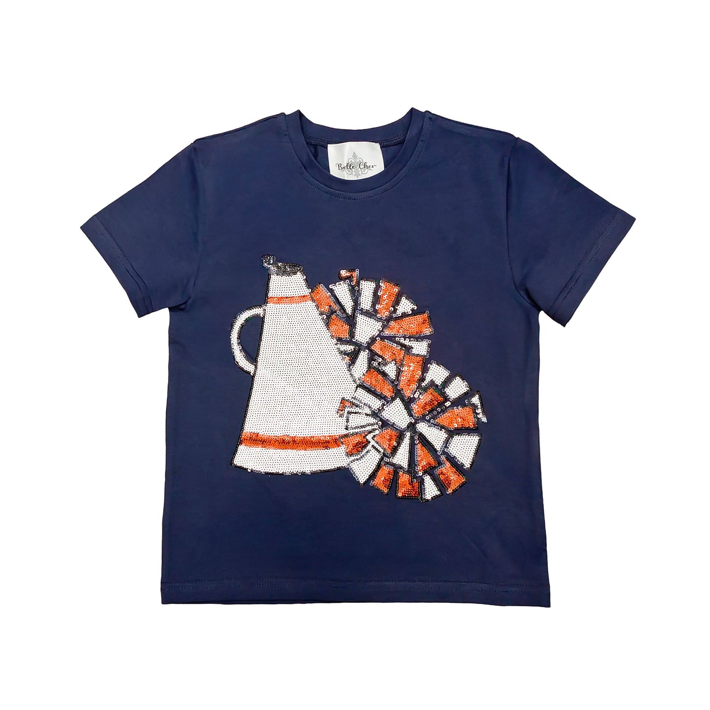 Girls Megaphone Shirt - Navy and Orange
