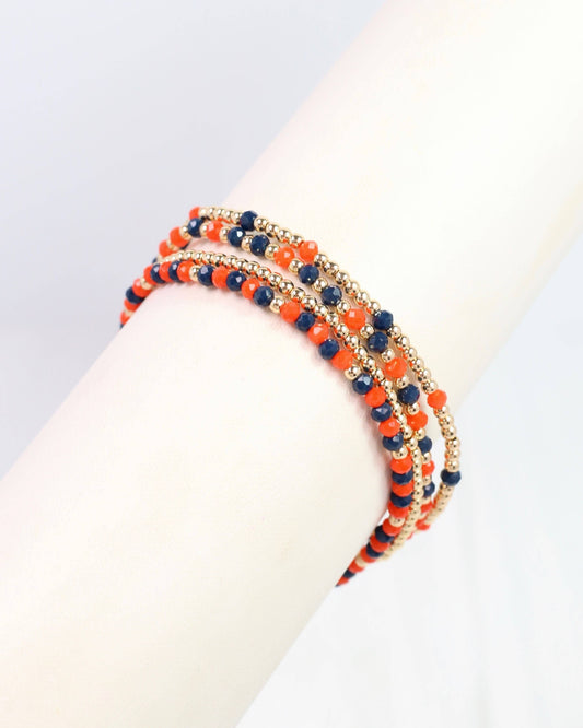 Lottie Beaded Bracelet set Navy & Orange