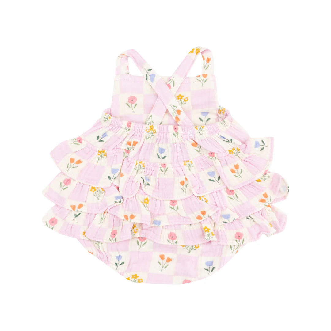 Floral Check Ruffle Sunsuit