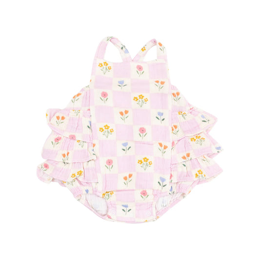 Floral Check Ruffle Sunsuit