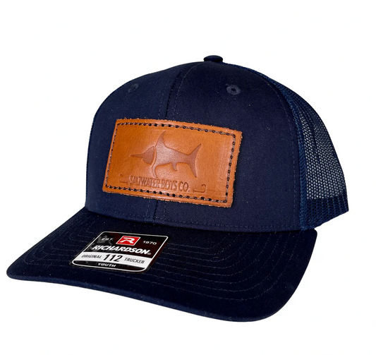 Saltwater Boys Co. Leather Logo Hat - Navy
