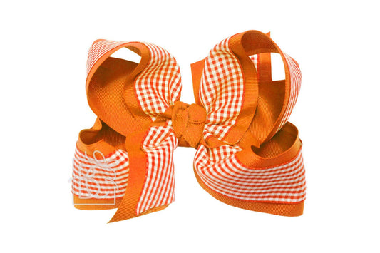 Layered Gingham/Grosgrain Bow: 2 Sizes