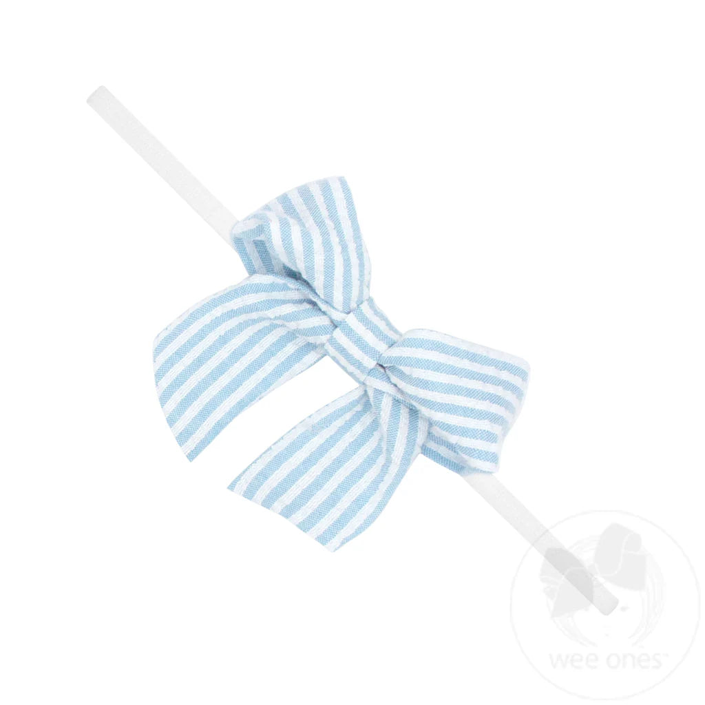 Mini Seersucker Bow on Nylon Headband