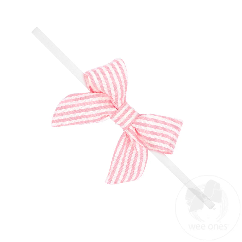 Mini Seersucker Bow on Nylon Headband