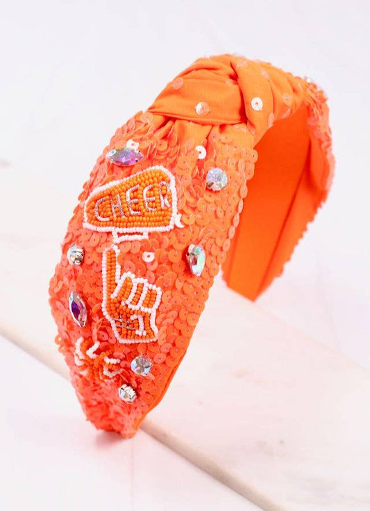 Cheer Sequin Headband - Orange