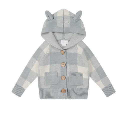 Check Bear Cardigan - Storm Grey