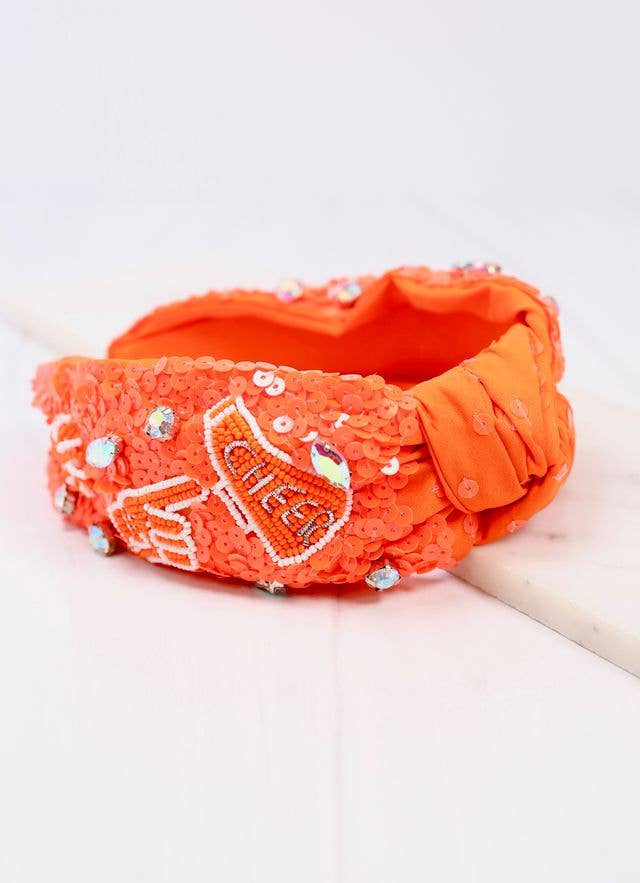 Cheer Sequin Headband - Orange