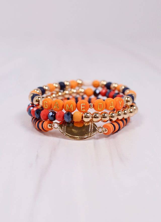Game Day Bracelet Set - Navy & Orange