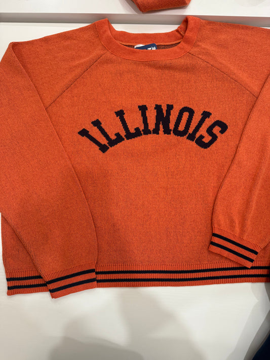 Women's Orange Knit Illinois Sweater