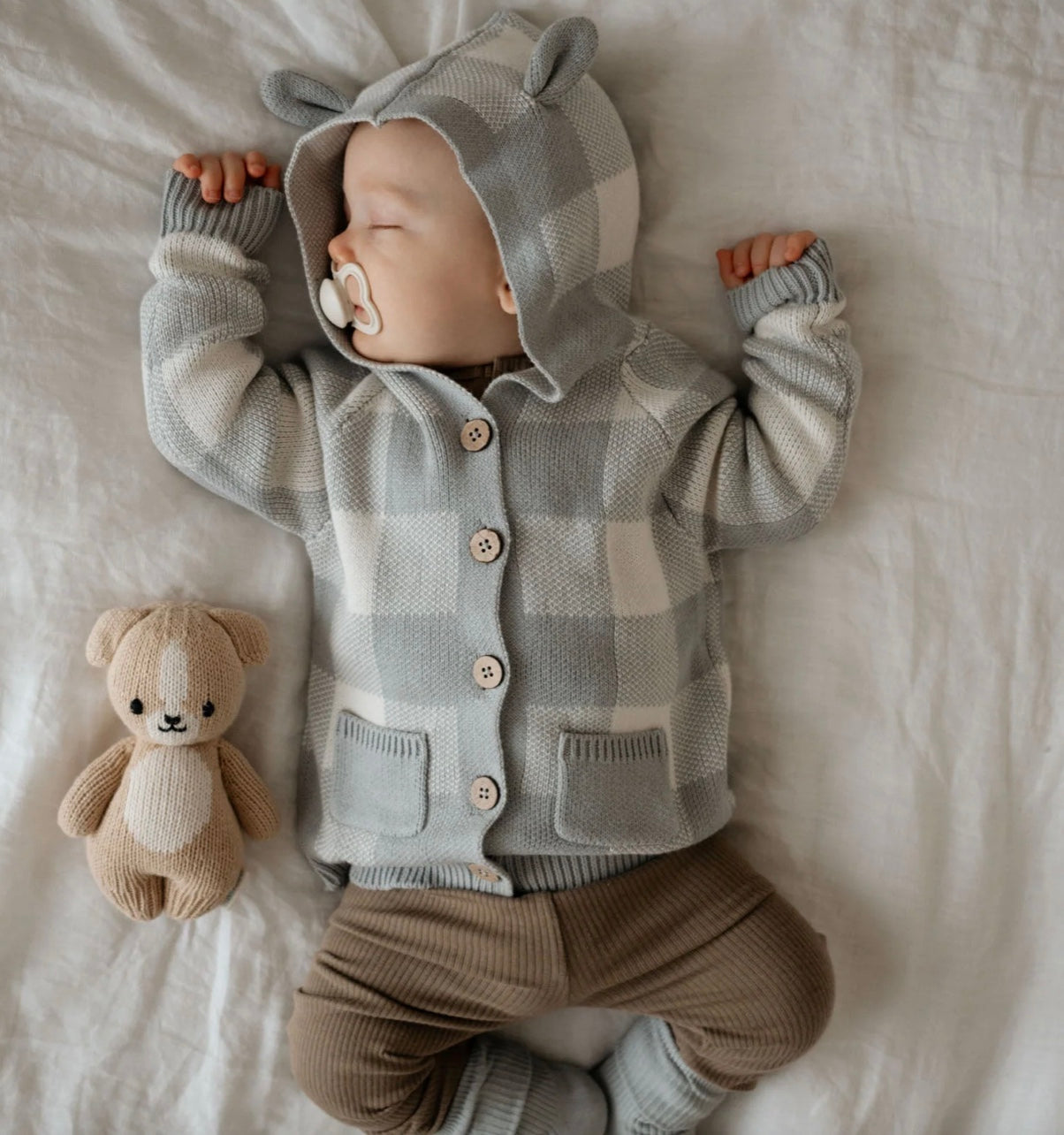 Check Bear Cardigan - Storm Grey
