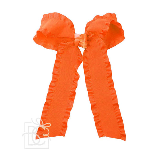 Double Ruffle Tail Bow on Alligator Clip: Orange