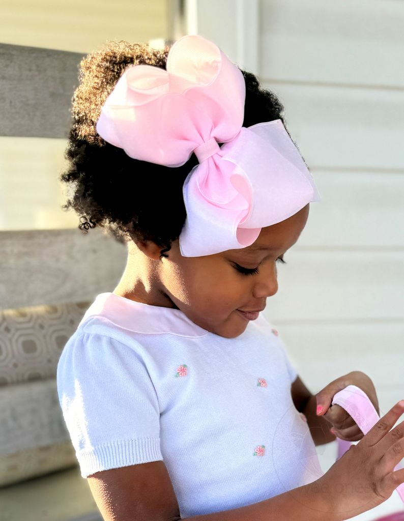 Powder Pink King Organza Hair Bow