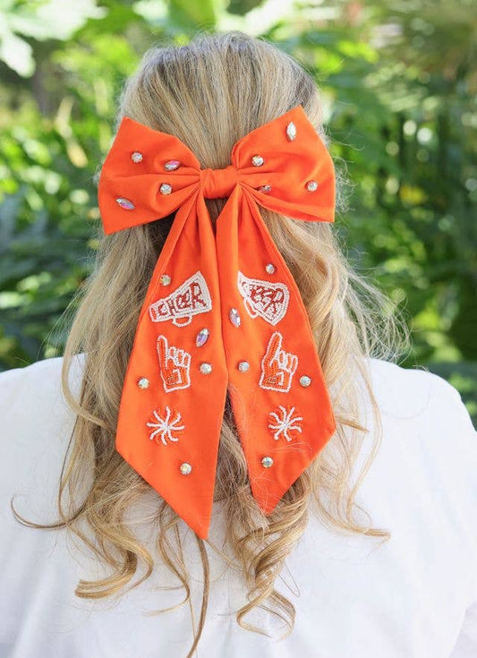 Cheer Them On Hair Bow- Orange