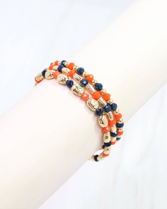Spirit Beaded Bracelet Set Orange & Navy