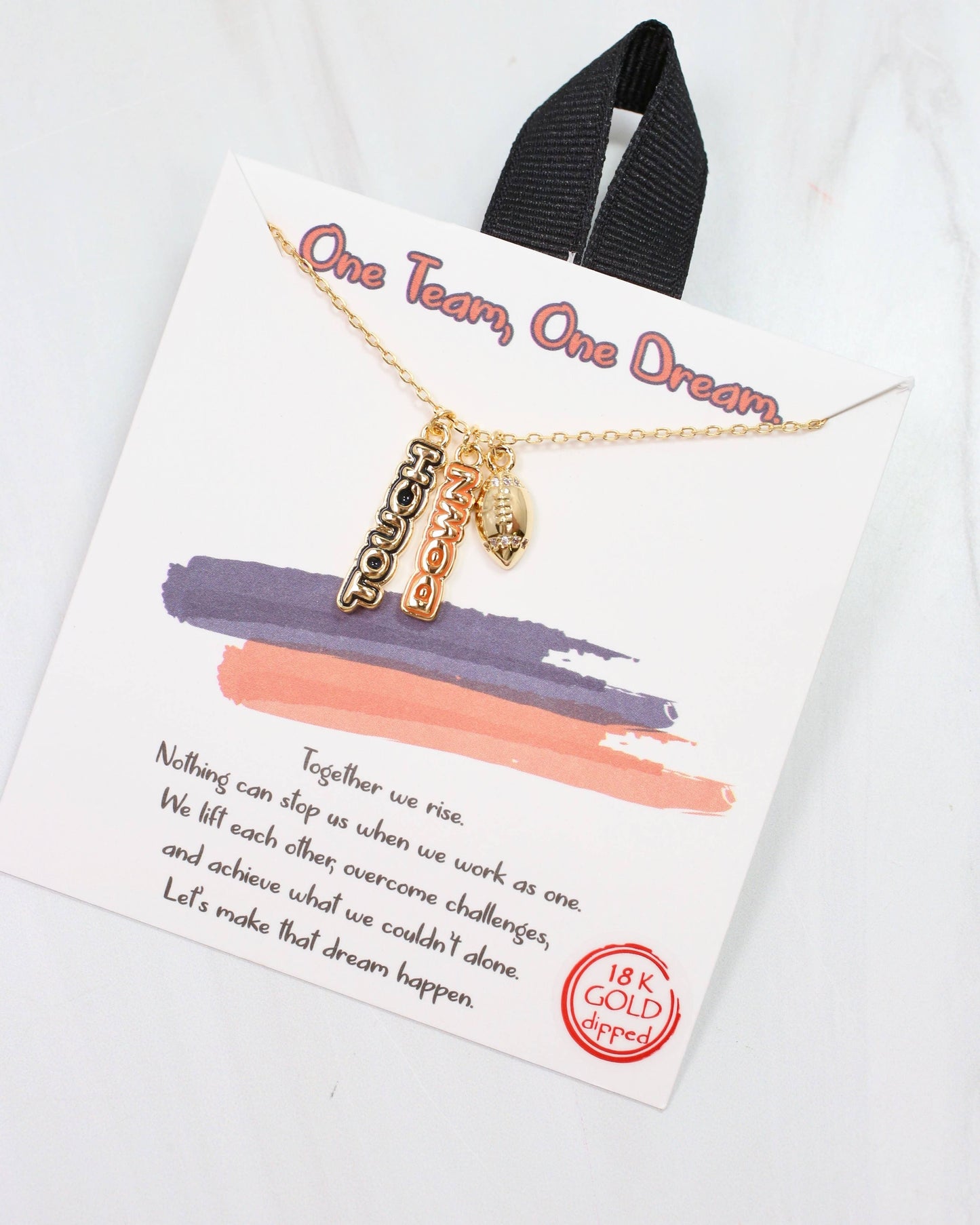 Enamel Touch Down Charm Necklace - Navy & Orange