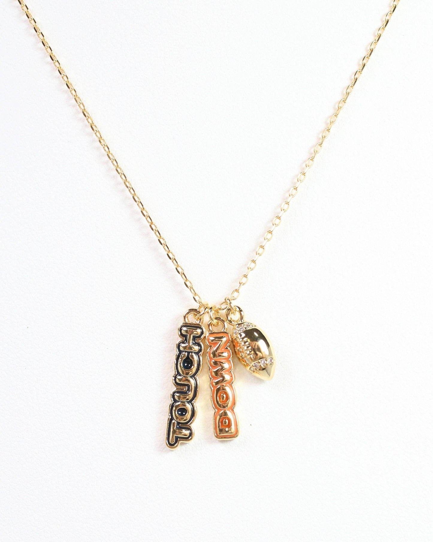 Enamel Touch Down Charm Necklace - Navy & Orange