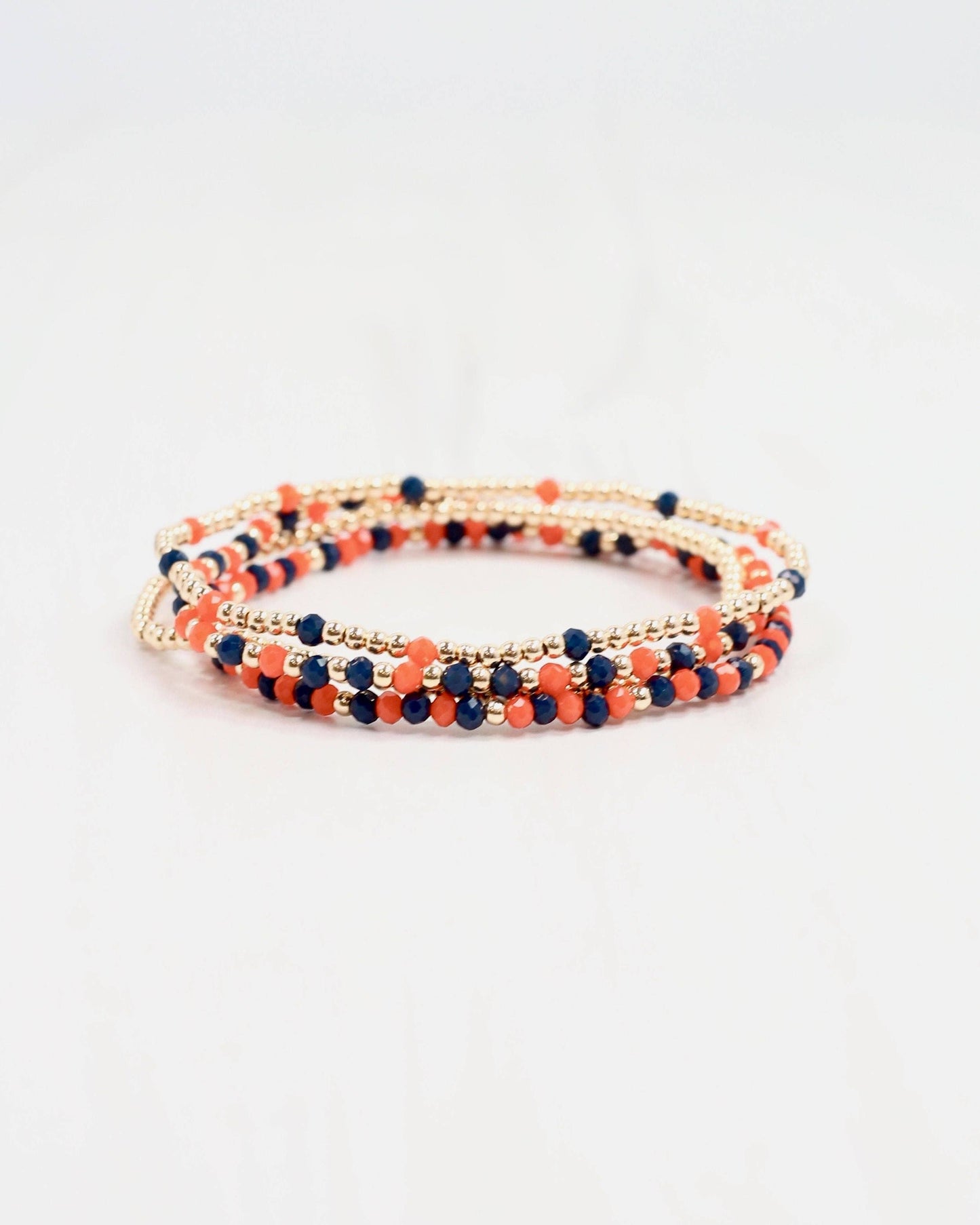 Lottie Beaded Bracelet set Navy & Orange
