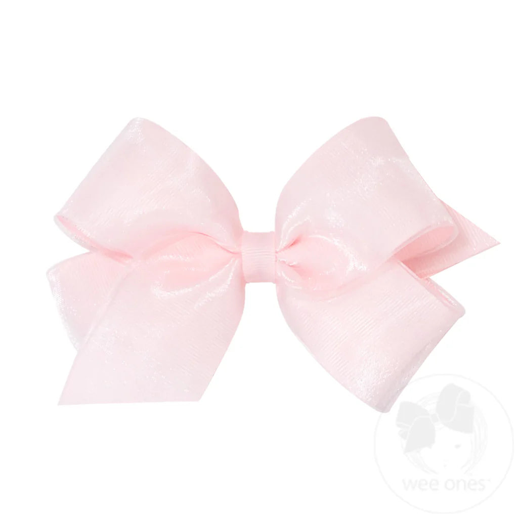 Powder Pink Medium Organza Hair Bow