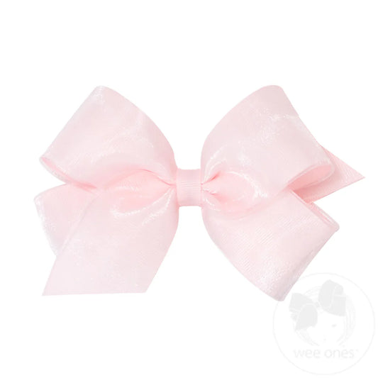 Powder Pink Medium Organza Hair Bow