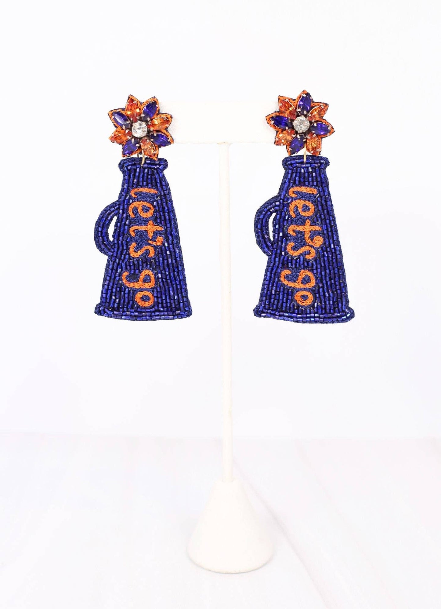 Let's Go Megaphone Earring - Navy & Orange