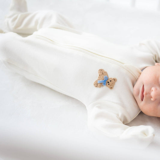 Bear Hugs Zip Footie - Sky Blue