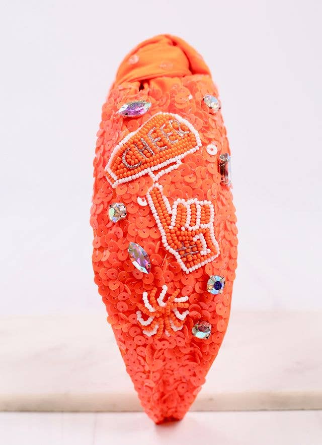 Cheer Sequin Headband - Orange