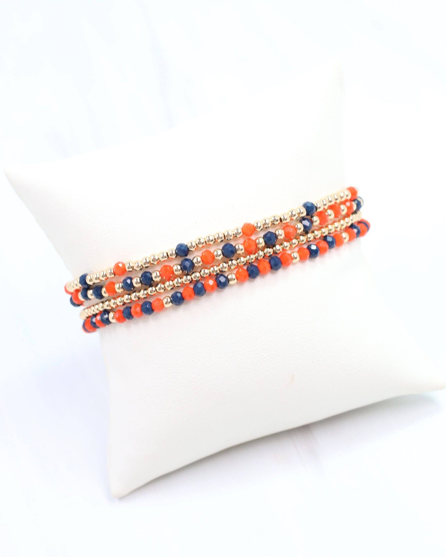 Lottie Beaded Bracelet set Navy & Orange