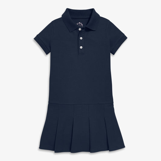 Short Sleeve Pique Polo Dress: Dark Navy
