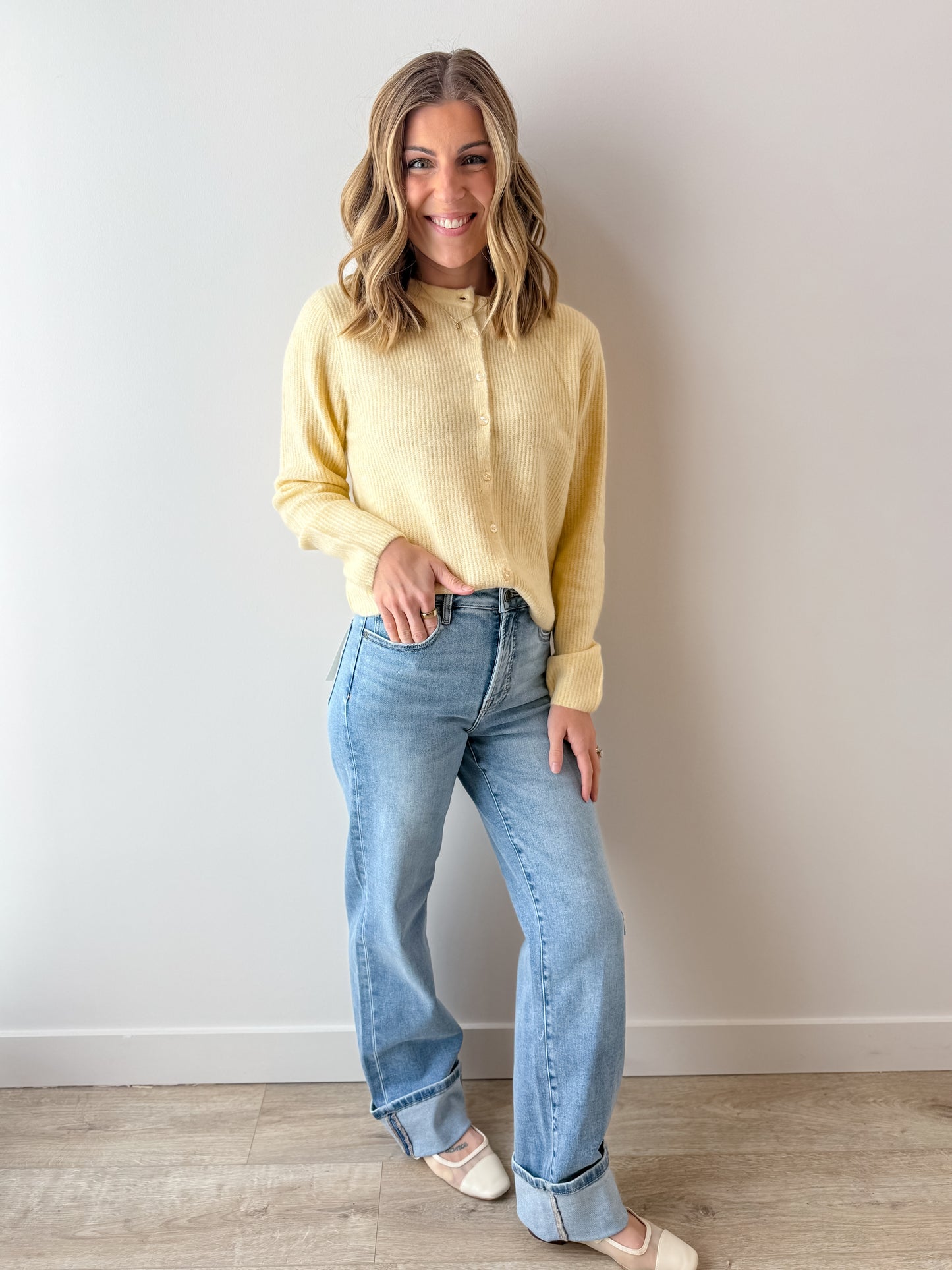 Medina Rib Cardigan - Custard