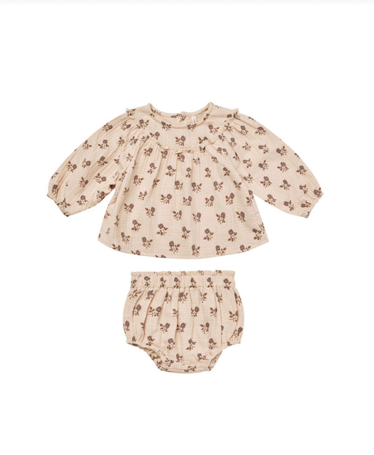 Balloon Sleeve Blouse + Bloomer Set - Flora Fig