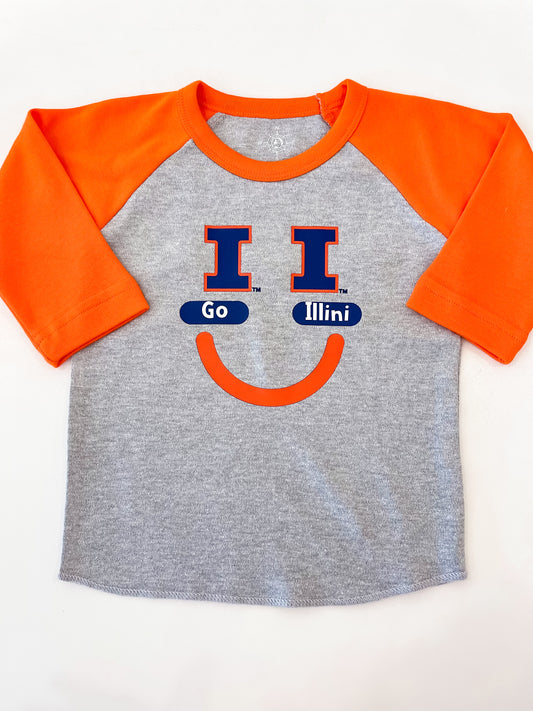 Illini Smiley Baseball Tee