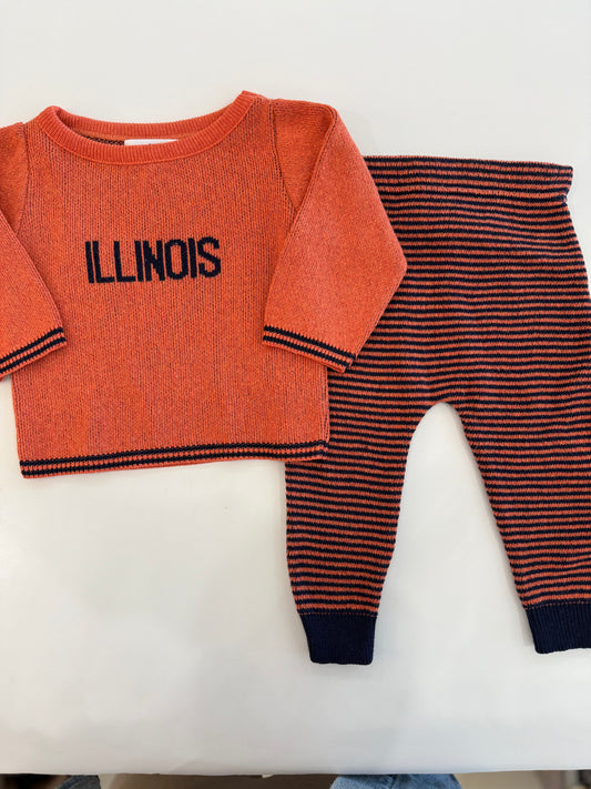 Infant's Orange & Navy Knit Illinois Pants