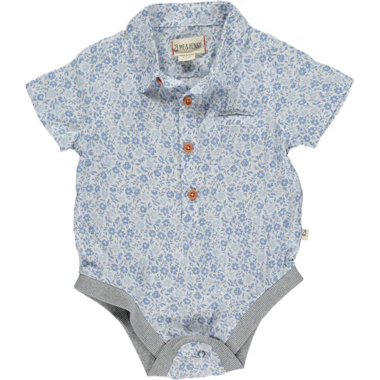 HELFORD Blue Floral Woven Onesie