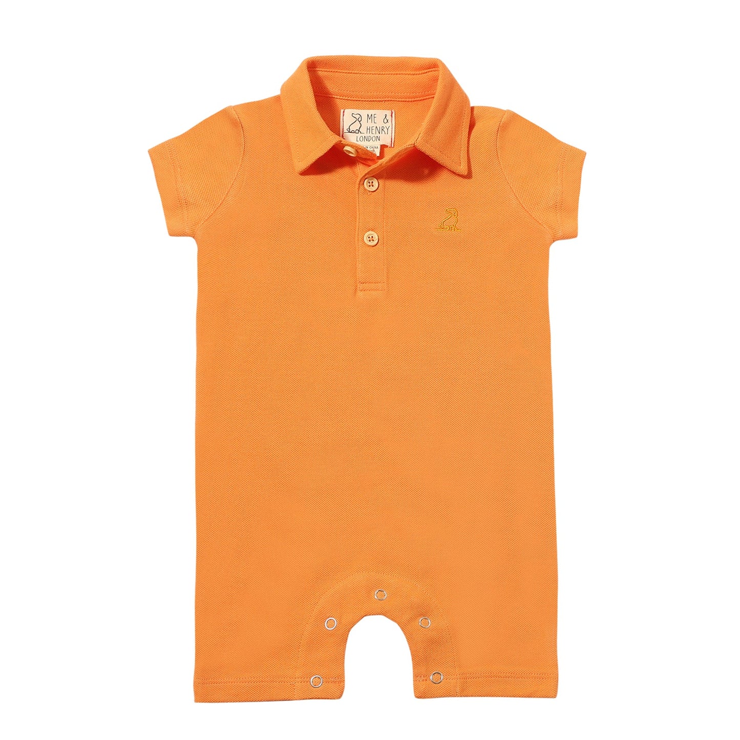 Drift Polo Romper - Tangerine Pique