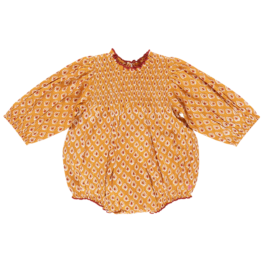 baby Stevie Puff Sleeve Bubble - Gold Tear Drop
