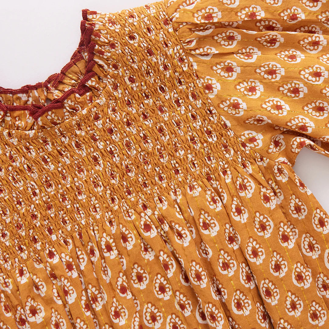 baby Stevie Puff Sleeve Bubble - Gold Tear Drop