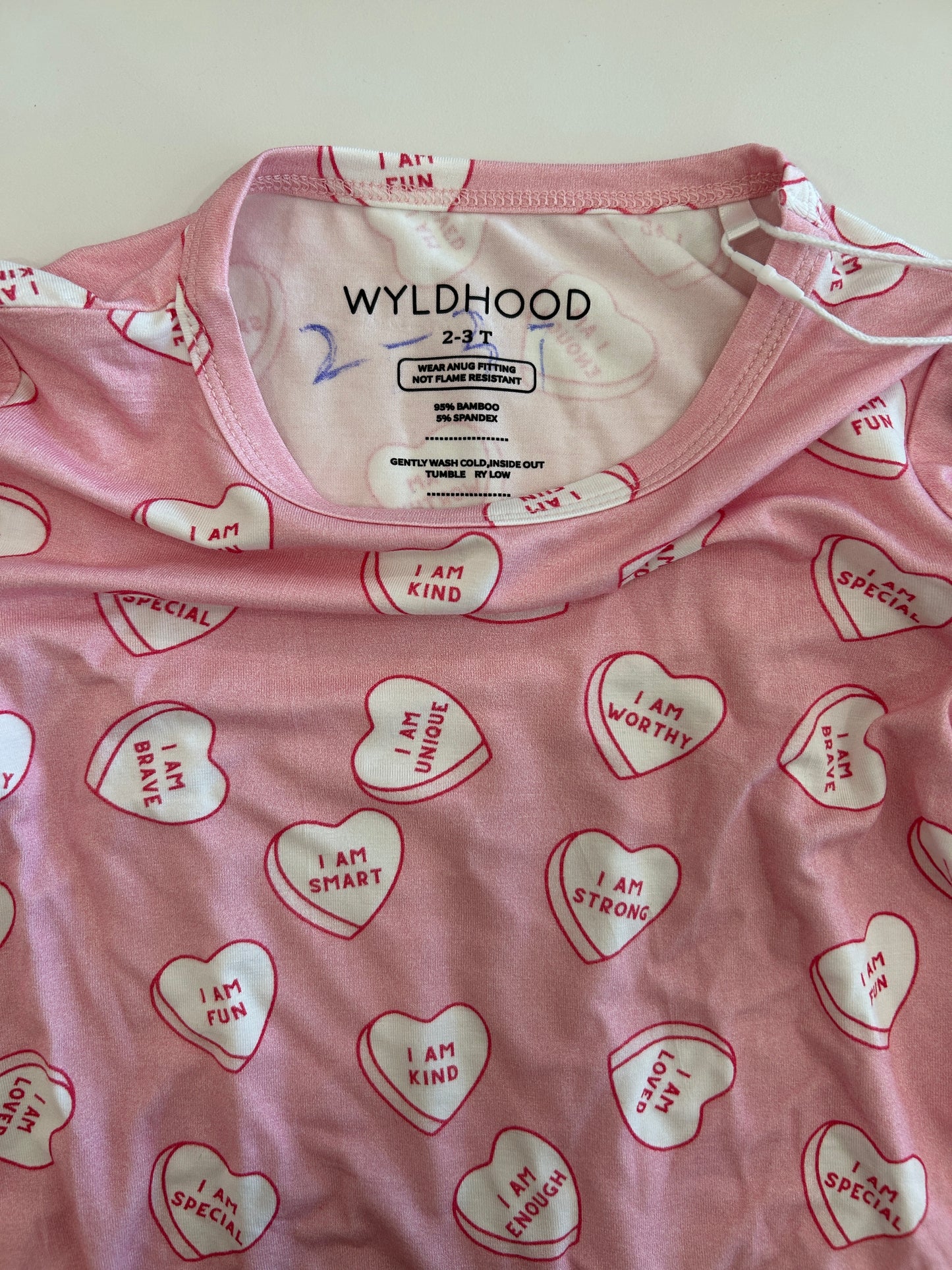 Affirmation Heart Pajamas- Pink 2-3Y (read description)