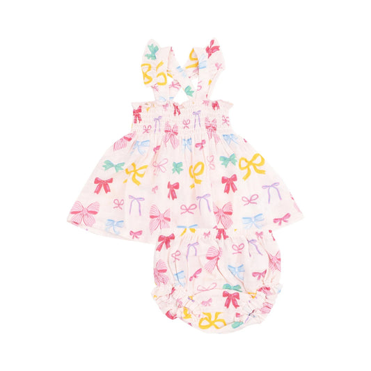 Ruffle Strap Smocked Sundress - Colorful Bows