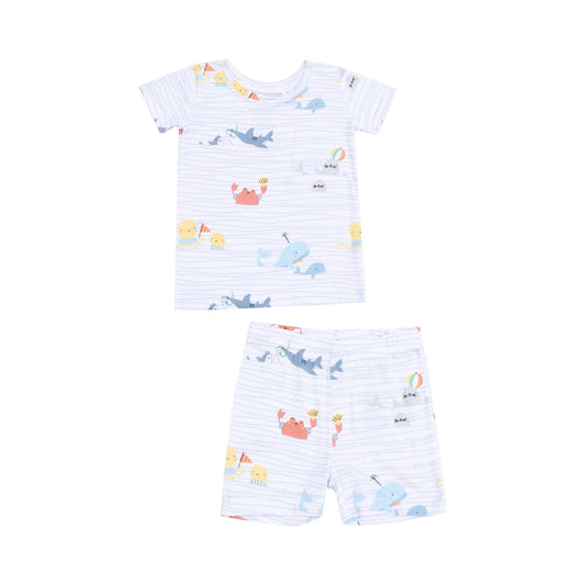 Lounge Wear Short Set - Sea Stripe