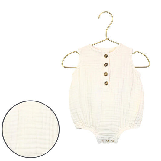 Cloud Muslin Bubble Romper - Cream