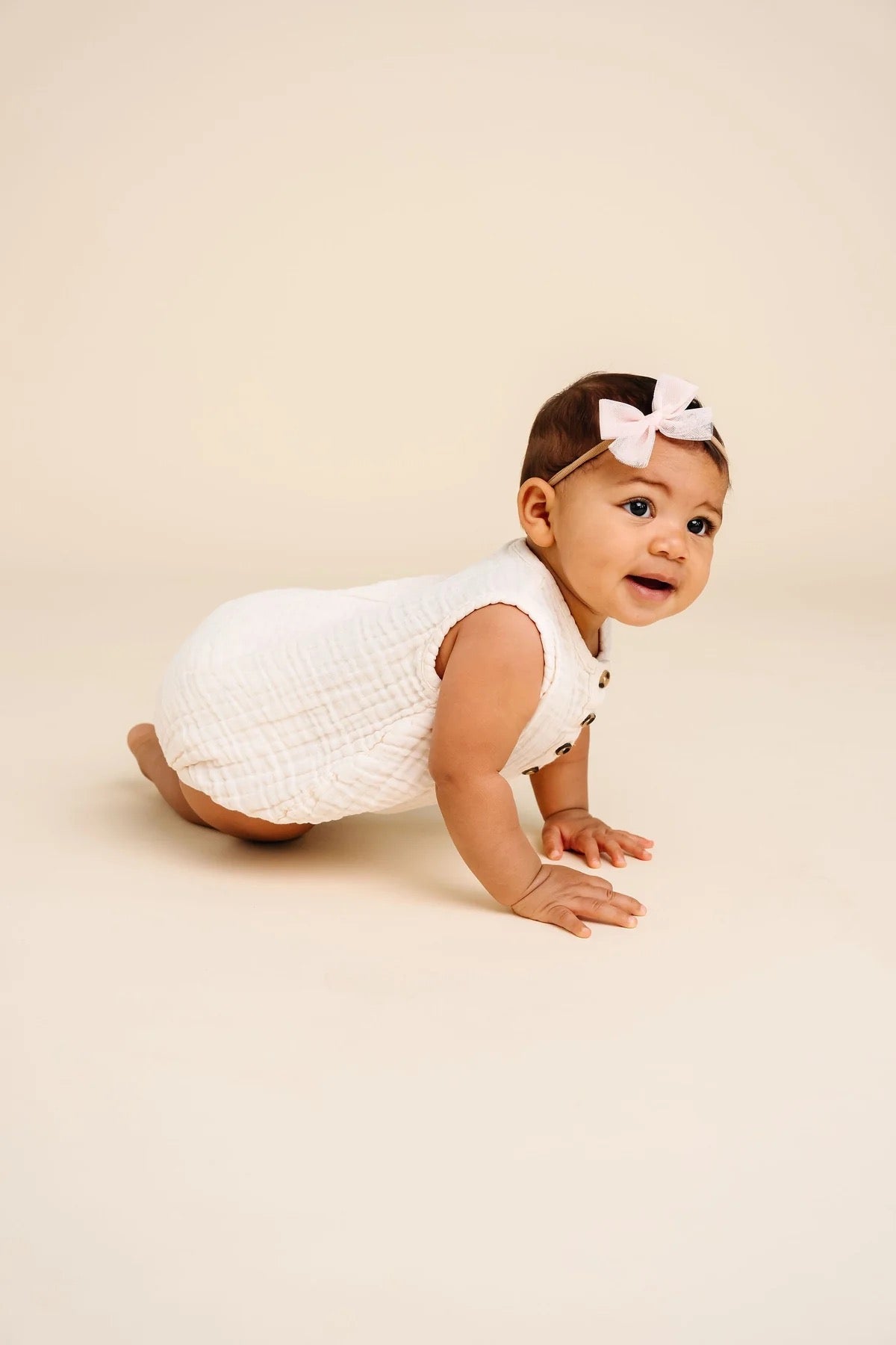 Cloud Muslin Bubble Romper - Cream