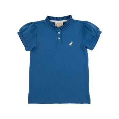 Little Miss Prim & Proper Polo - Wood Boat Blue