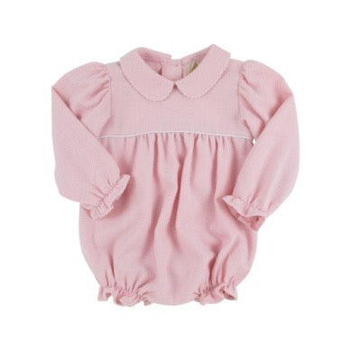 Long Sleeve Brit Bubble -Sandpearl Pink Herringbone/Worth Ave White