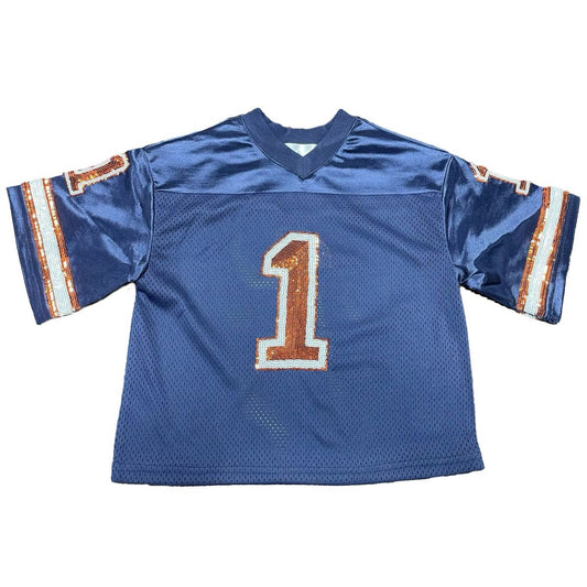 Navy and Orange Sequin Jersey - Kids
