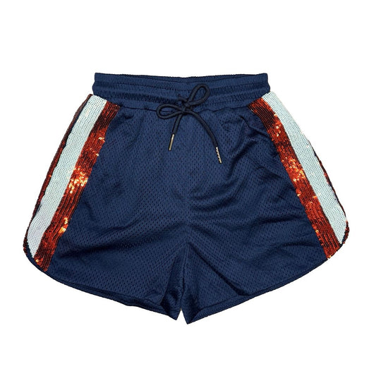 Navy and Orange Sequin Shorts