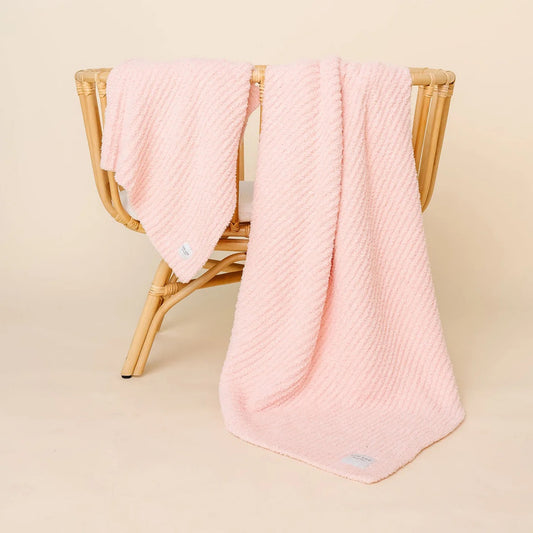 Chenille Blanket Small (30x30)- Blush Pink