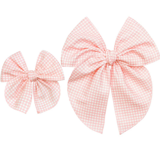 Heirloom Bow Clip -Petal Gingham