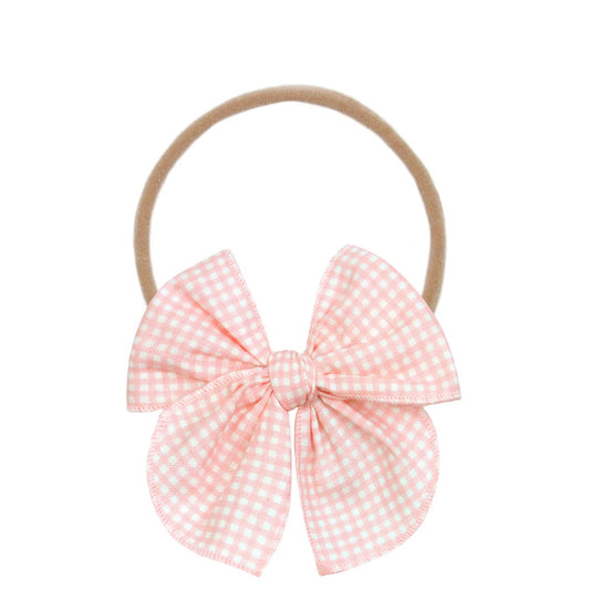Heirloom Bow Headband -Petal Gingham